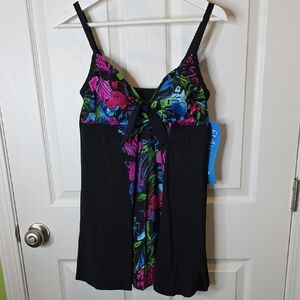 NWT Fit 4U Floral Bathing Suit Swim Dress Floral Print, Women's Size 10
